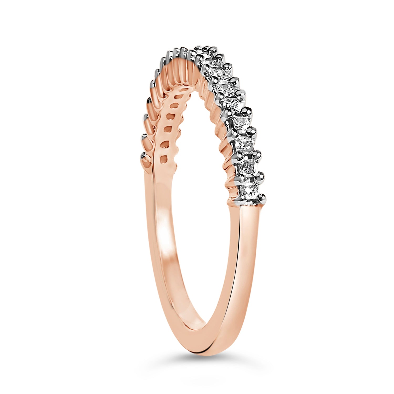 10K Rose Gold Plated Sterling Silver 1/3 Cttw Diamond Band Ring  DestGlow