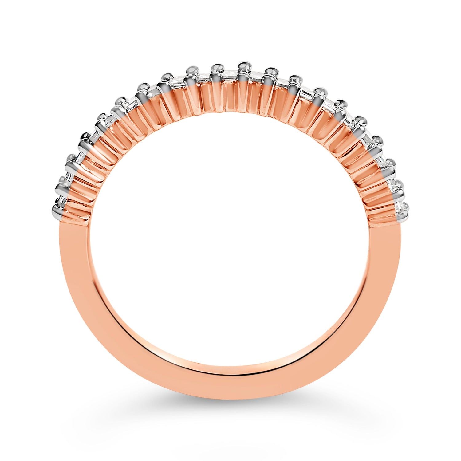 10K Rose Gold Plated Sterling Silver 1/3 Cttw Diamond Band Ring  DestGlow