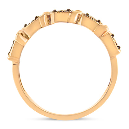 10K Rose Gold Flashed .925 Sterling Silver Miracle-Set Diamond 5-Stone Band Ring (1/4 Cttw, J-K Color, I1-I2 Clarity) - Size 7  DestGlow