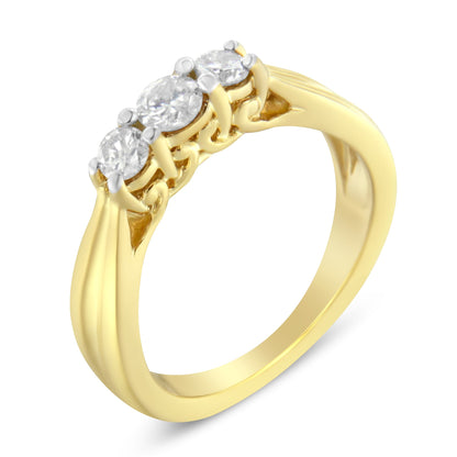 10K Yellow Gold Three-stone Diamond Ring (0.50 cttw, J-K Color, I2-I3 Clarity) by Bids.com