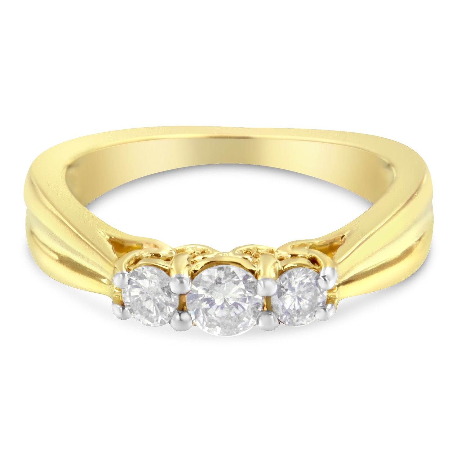 10K Yellow Gold Three-stone Diamond Ring (0.50 cttw, J-K Color, I2-I3 Clarity) by Bids.com