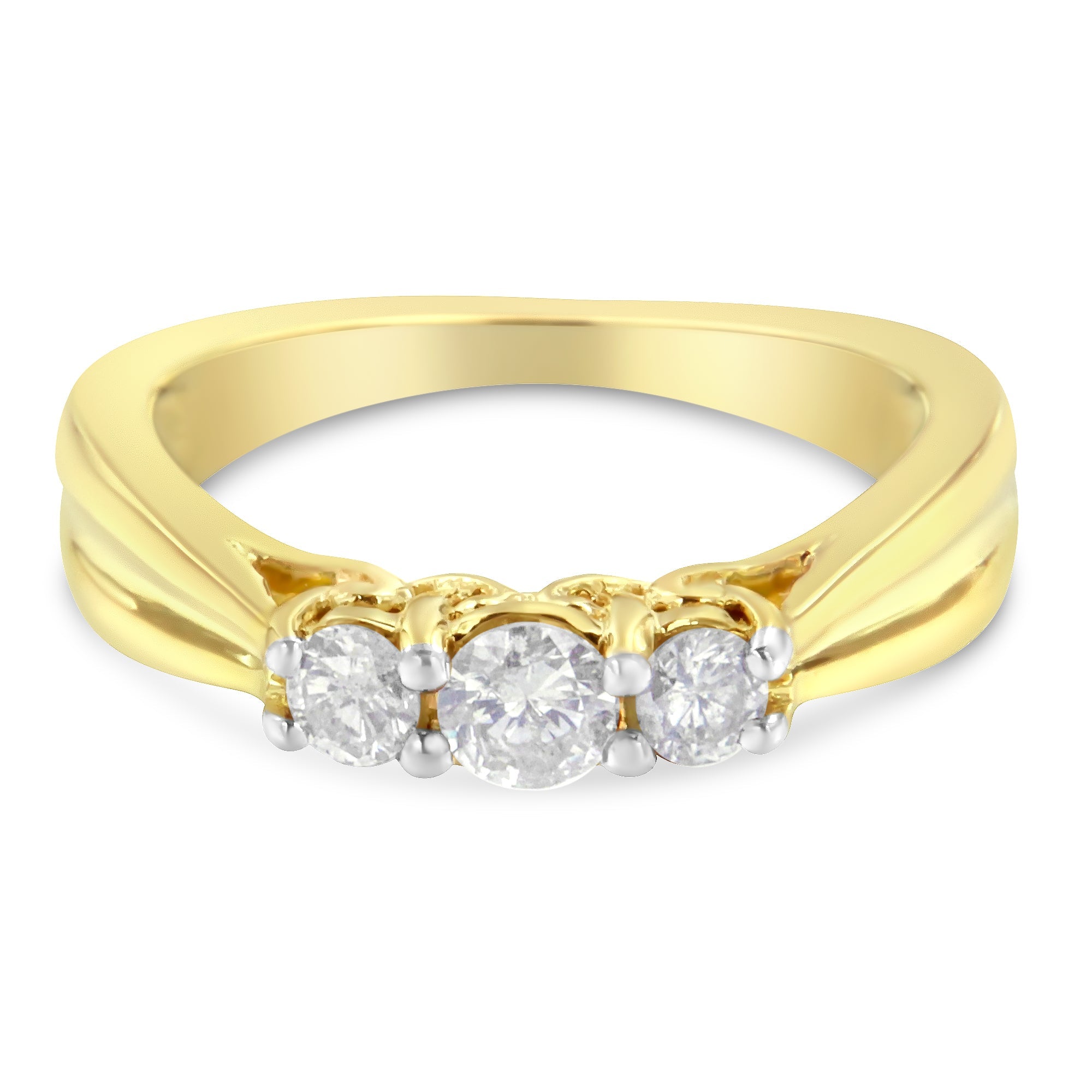 10K Yellow Gold Three-stone Diamond Ring (0.50 cttw, J-K Color, I2-I3 Clarity) by Bids.com