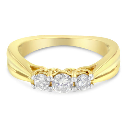 10K Yellow Gold Three-stone Diamond Ring (0.50 cttw, J-K Color, I2-I3 Clarity) by Bids.com