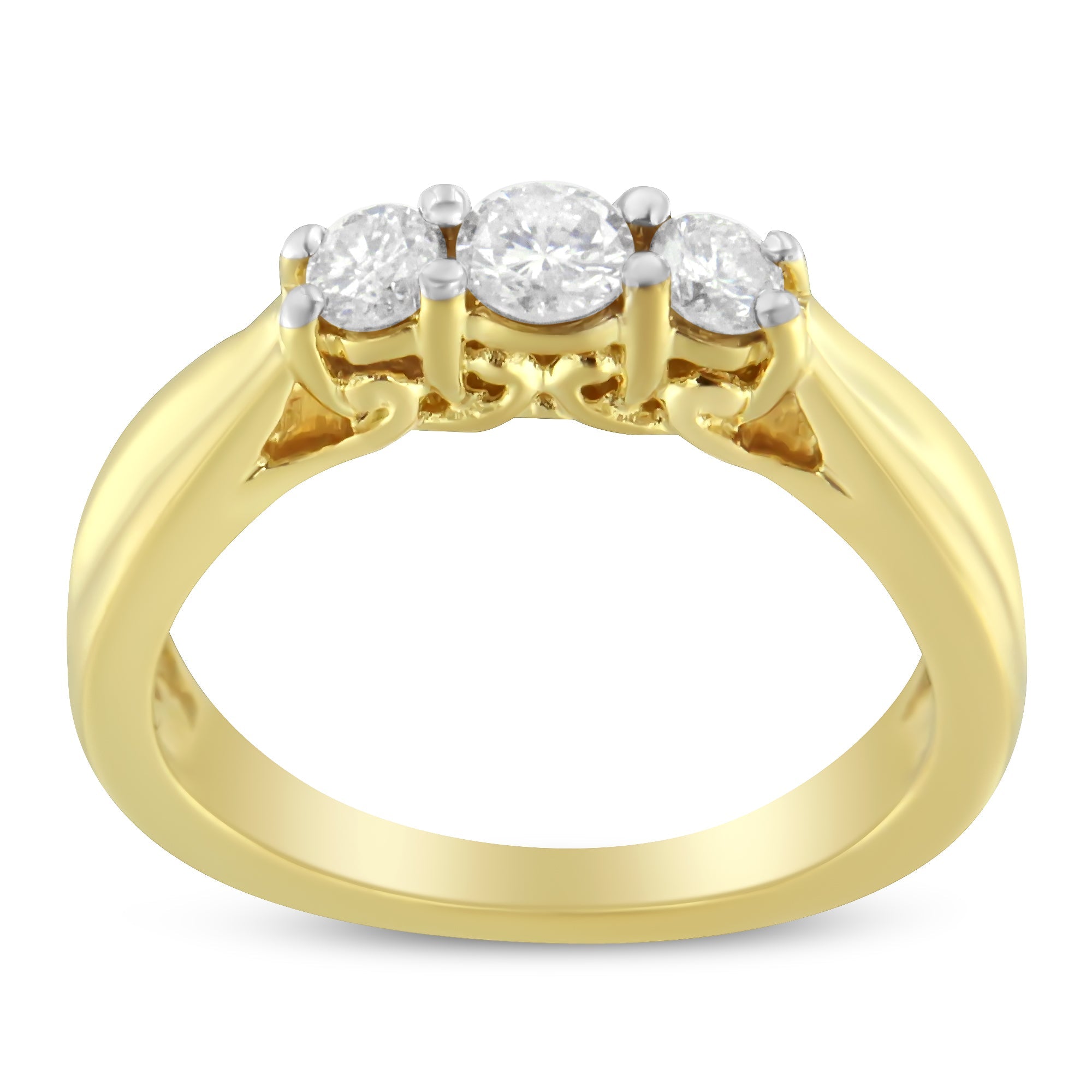 10K Yellow Gold Three-stone Diamond Ring (0.50 cttw, J-K Color, I2-I3 Clarity) by Bids.com