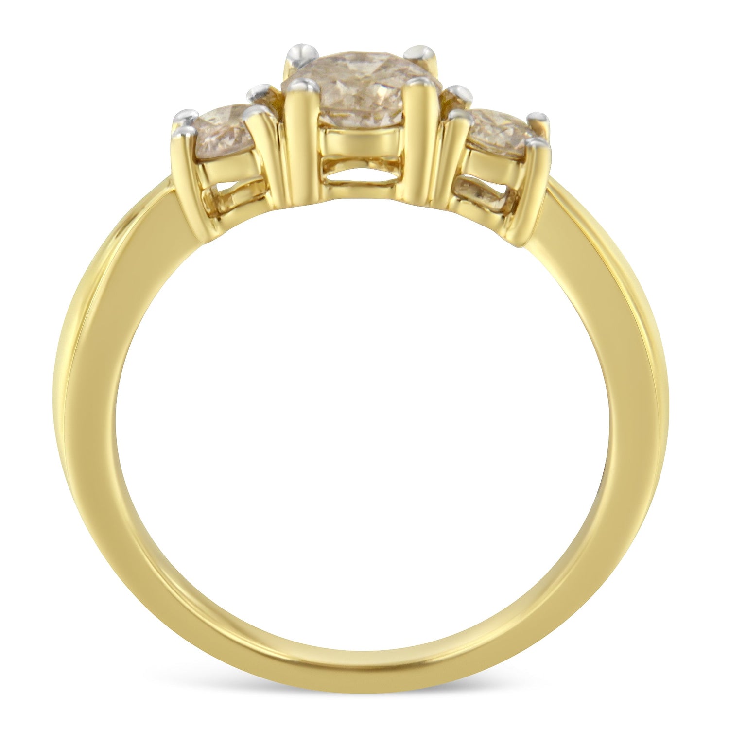10K Yellow Gold Three Stone Diamond Band Ring (1.00 cttw, J-K Color, I2-I3 Clarity) by Bids.com
