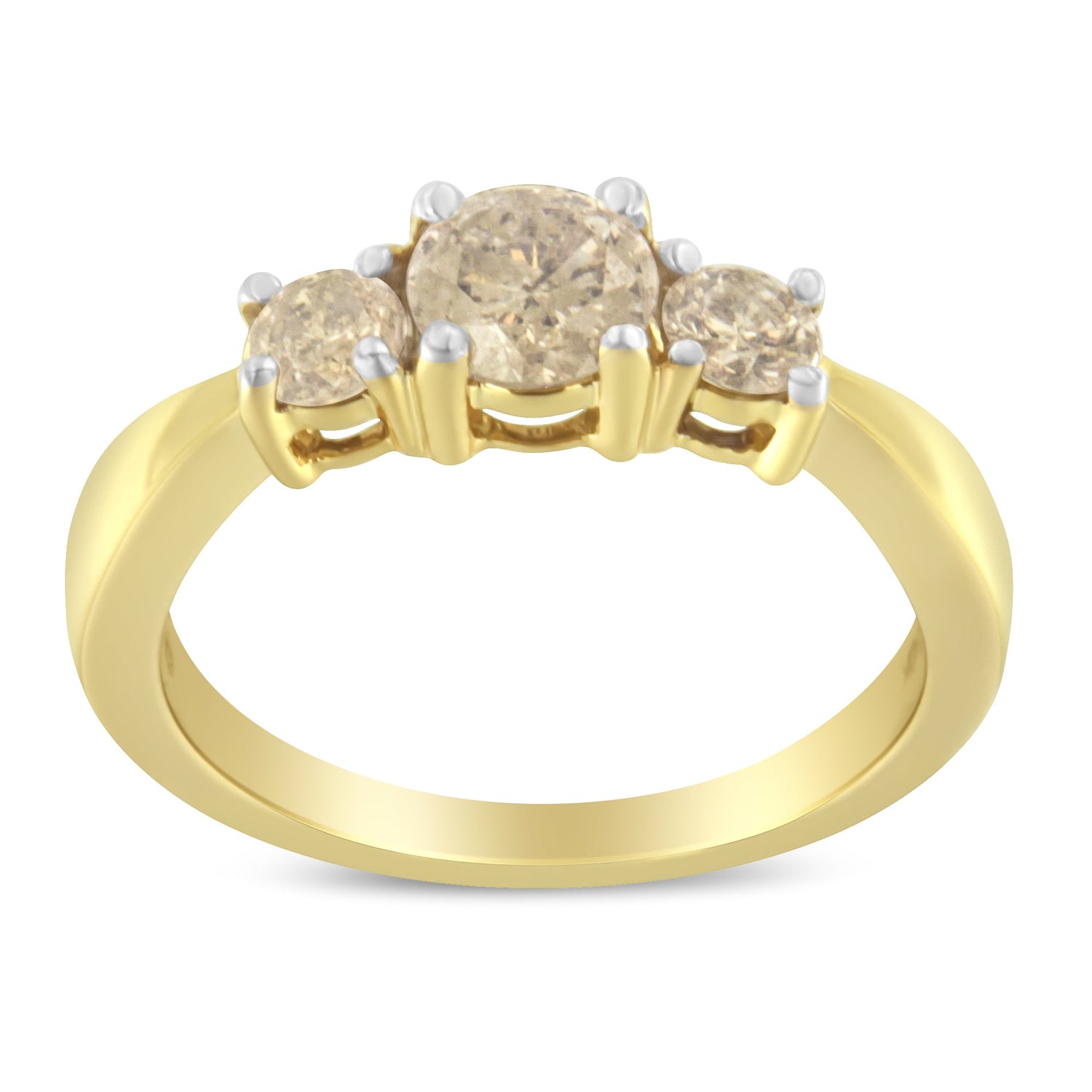 10K Yellow Gold Three Stone Diamond Band Ring (1.00 cttw, J-K Color, I2-I3 Clarity) by Bids.com