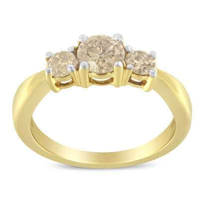 10K Yellow Gold Three Stone Diamond Band Ring (1.00 cttw, J-K Color, I2-I3 Clarity) by Bids.com