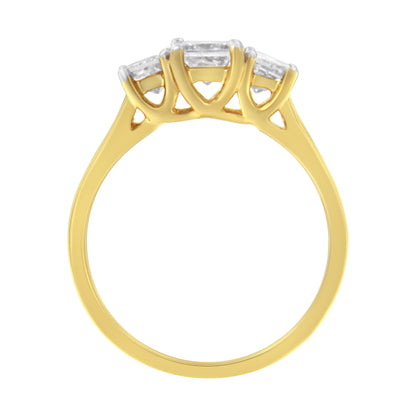 10K Yellow Gold Princess-Cut Diamond Three Stone Band Ring (1 Cttw, J-K Color, I1-I2 Clarity) - Size 6 by Bids.com