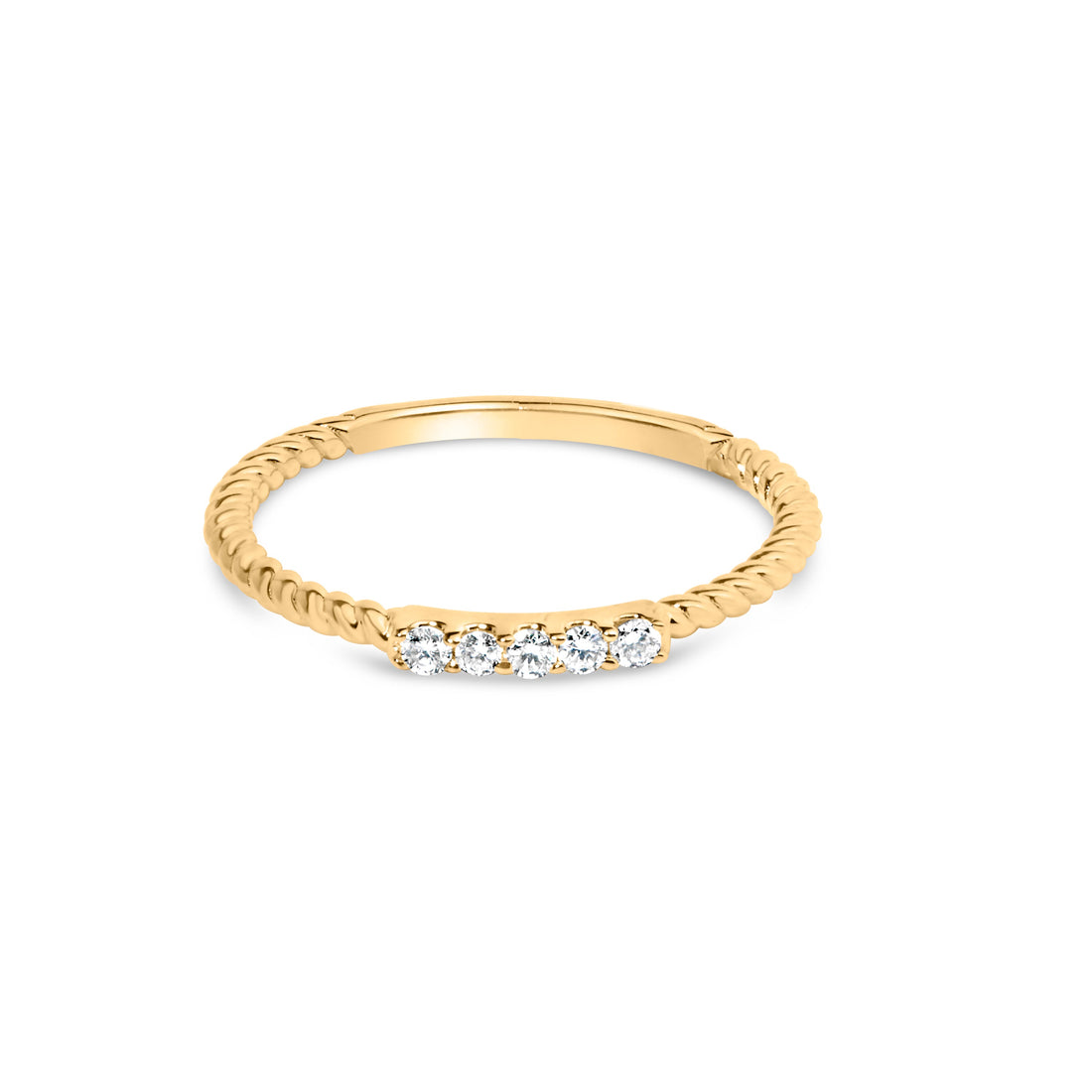 10K Yellow Gold 1/10 Cttw Diamond 5 Stone Braided Shank Band Ring (I-J Color, I2-I3 Clarity)- Ring Size 6 by Bids.com