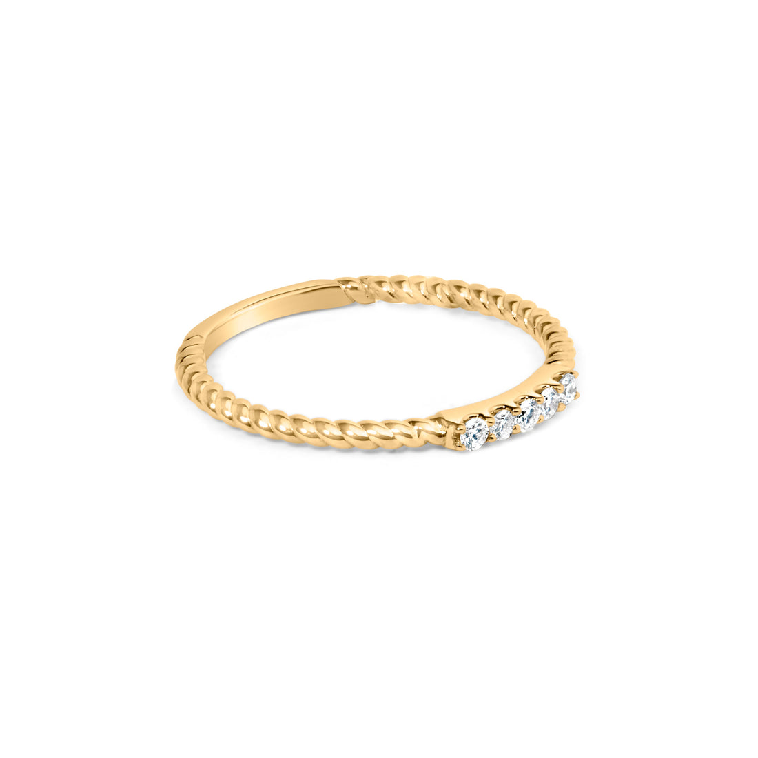 10K Yellow Gold 1/10 Cttw Diamond 5 Stone Braided Shank Band Ring (I-J Color, I2-I3 Clarity)- Ring Size 6 by Bids.com