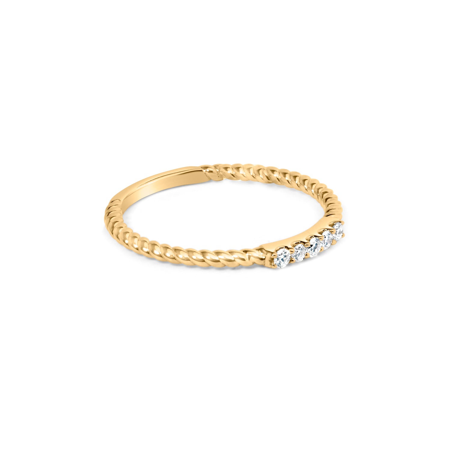 10K Yellow Gold 1/10 Cttw Diamond 5 Stone Braided Shank Band Ring (I-J Color, I2-I3 Clarity)- Ring Size 6 by Bids.com