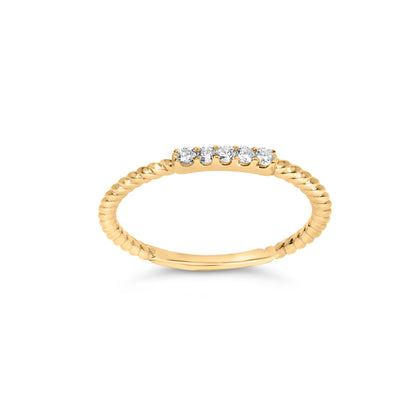 10K Yellow Gold 1/10 Cttw Diamond 5 Stone Braided Shank Band Ring (I-J Color, I2-I3 Clarity)- Ring Size 6 by Bids.com