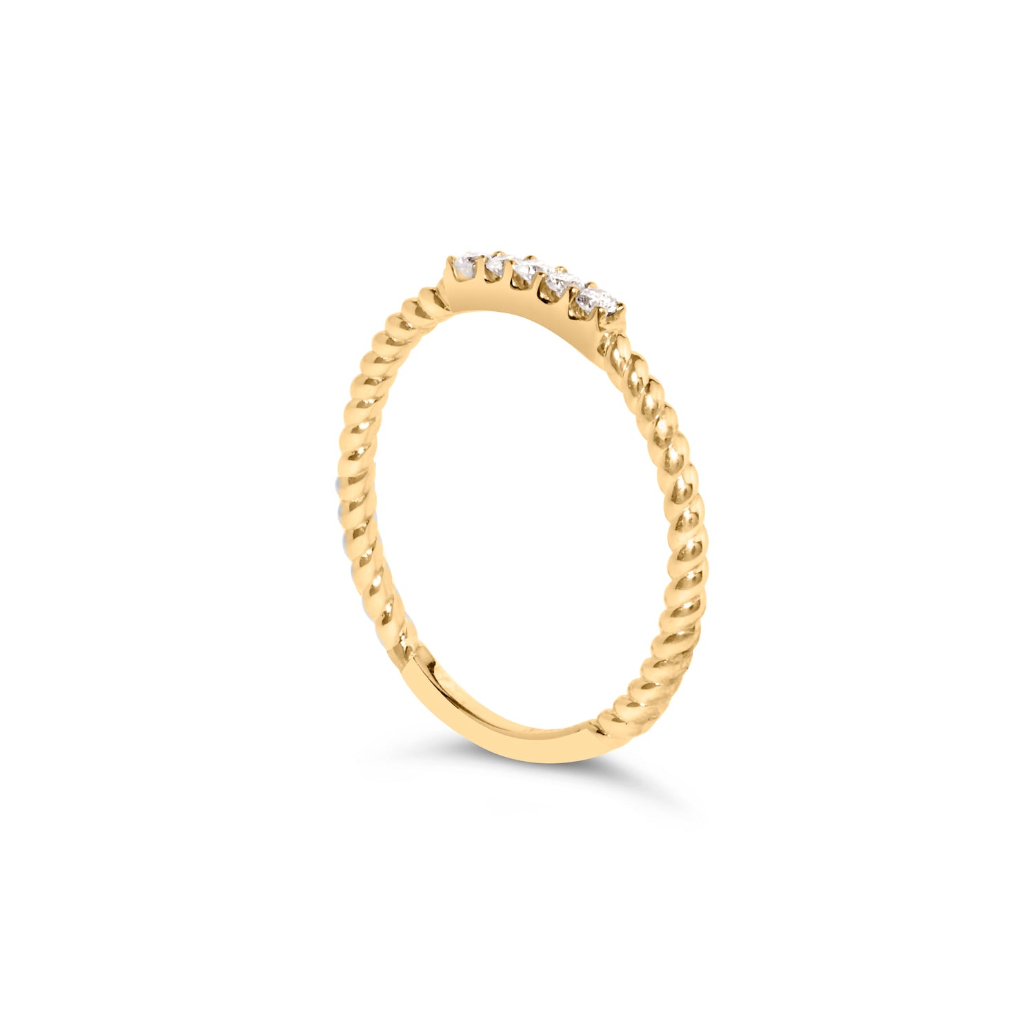 10K Yellow Gold 1/10 Cttw Diamond 5 Stone Braided Shank Band Ring (I-J Color, I2-I3 Clarity)- Ring Size 6 by Bids.com