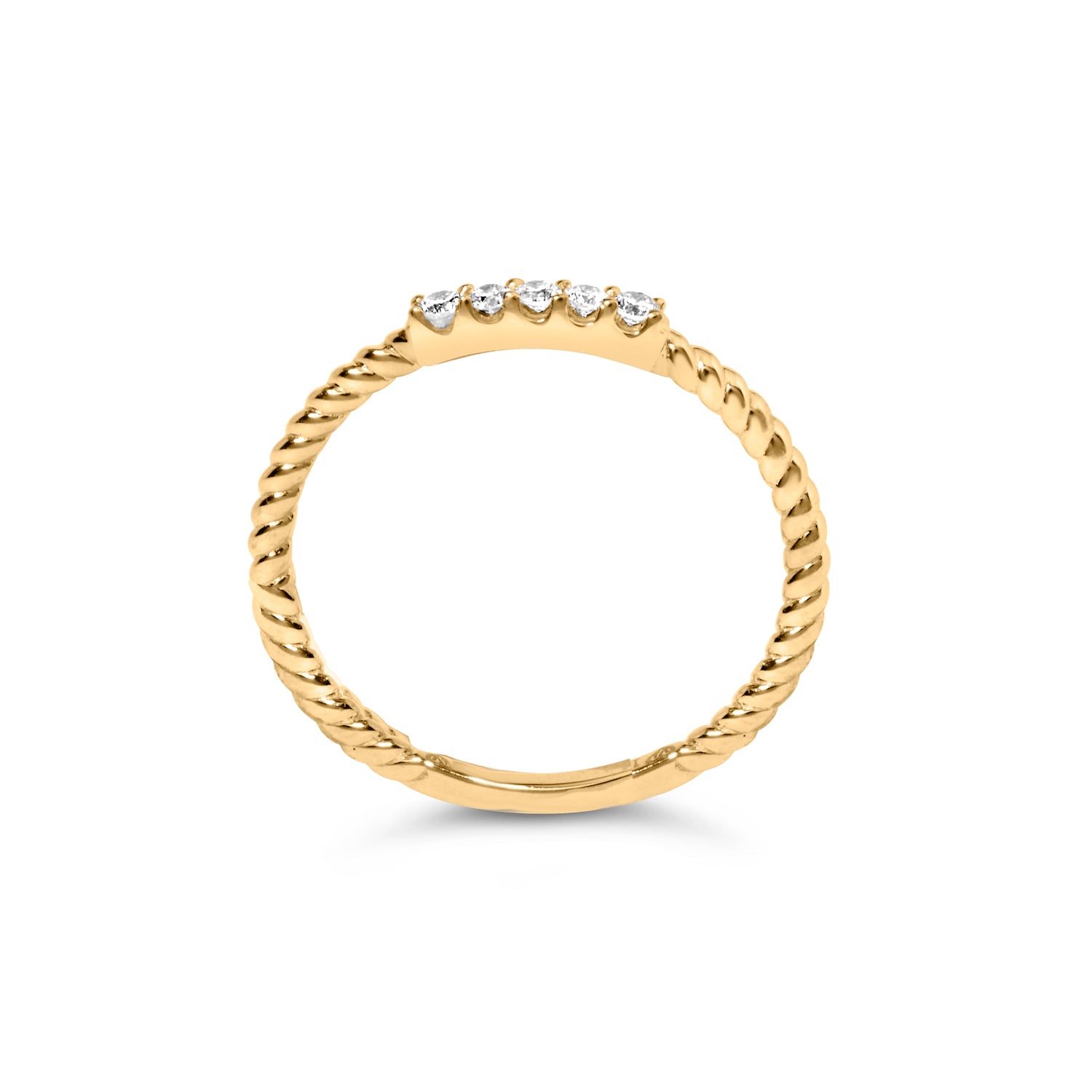 10K Yellow Gold 1/10 Cttw Diamond 5 Stone Braided Shank Band Ring (I-J Color, I2-I3 Clarity)- Ring Size 6 by Bids.com
