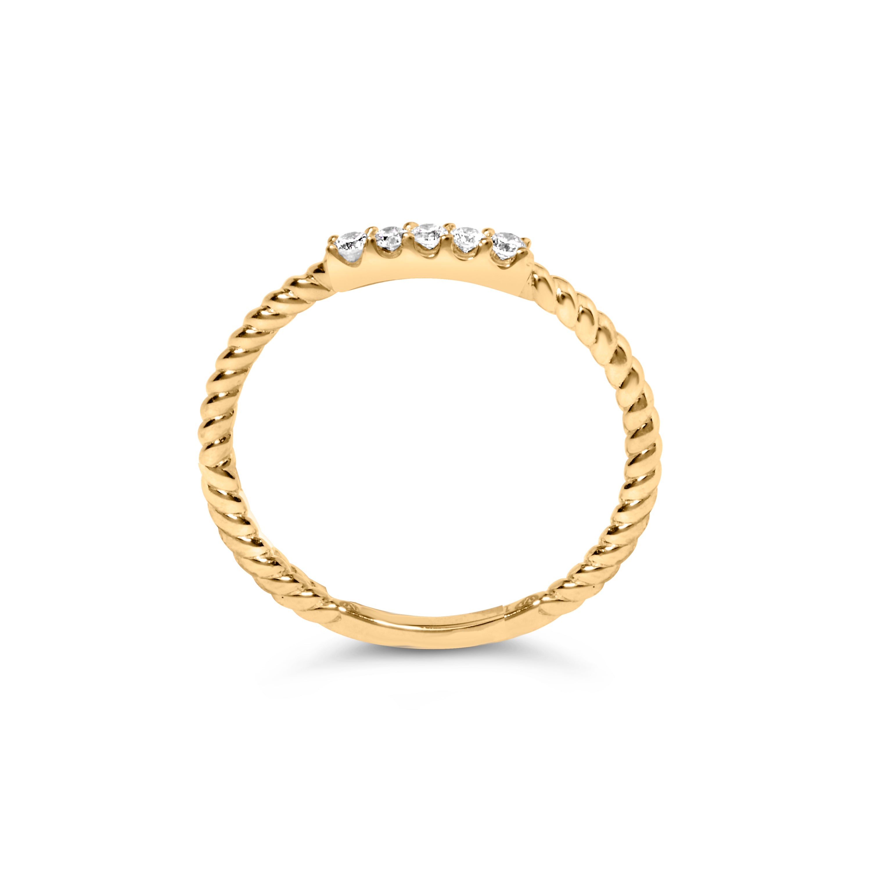 10K Yellow Gold 1/10 Cttw Diamond 5 Stone Braided Shank Band Ring (I-J Color, I2-I3 Clarity)- Ring Size 6 by Bids.com