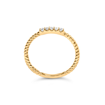10K Yellow Gold 1/10 Cttw Diamond 5 Stone Braided Shank Band Ring (I-J Color, I2-I3 Clarity)- Ring Size 6 by Bids.com