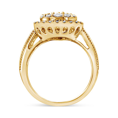 10K Yellow Gold Plated .925 Sterling Silver 1 1/2 Cttw Round-Cut Diamond Cocktail Ring (I-J Color, I1-I2 Clarity) - Size 7  DestGlow