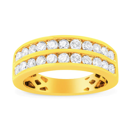10K Yellow Gold Two-Row Diamond Band Ring (1 Cttw, J-K Color, I1-I2 Clarity) - Size 6 by Bids.com