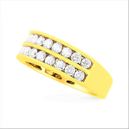 10K Yellow Gold Two-Row Diamond Band Ring (1 Cttw, J-K Color, I1-I2 Clarity) - Size 6 by Bids.com