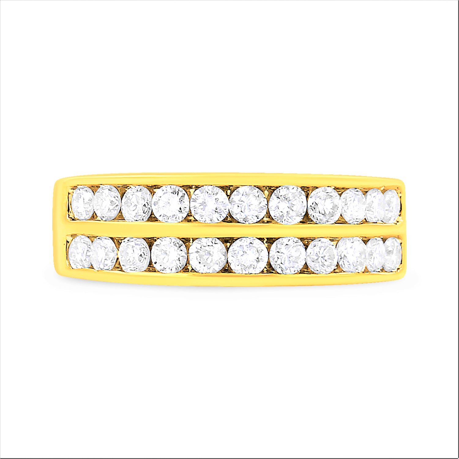 10K Yellow Gold Two-Row Diamond Band Ring (1 Cttw, J-K Color, I1-I2 Clarity) - Size 6 by Bids.com