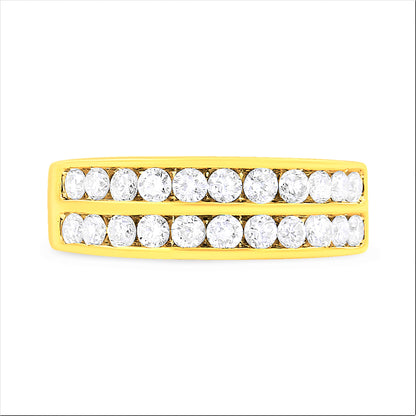 10K Yellow Gold Two-Row Diamond Band Ring (1 Cttw, J-K Color, I1-I2 Clarity) - Size 6 by Bids.com