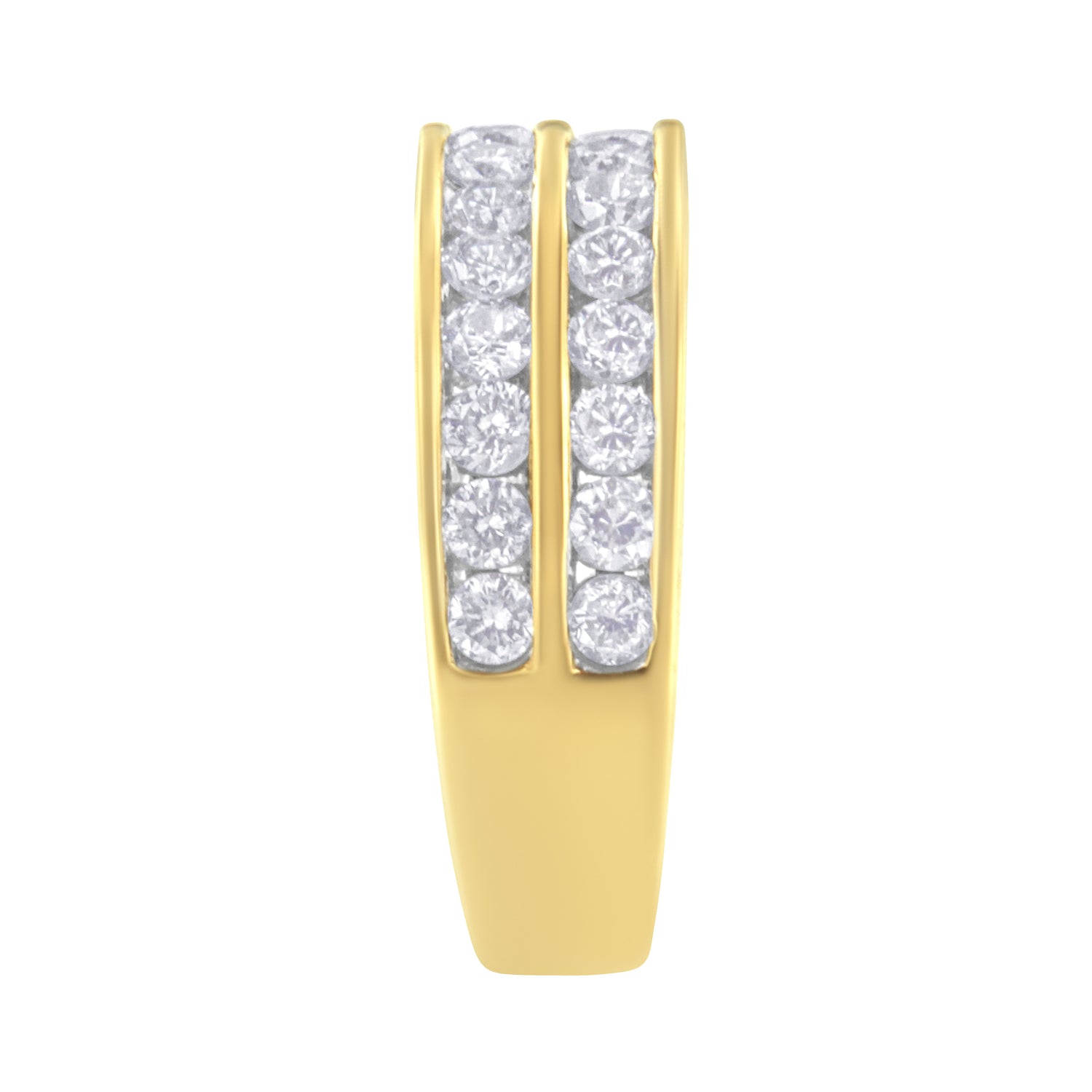 10K Yellow Gold Two-Row Diamond Band Ring (1 Cttw, J-K Color, I1-I2 Clarity) - Size 6 by Bids.com