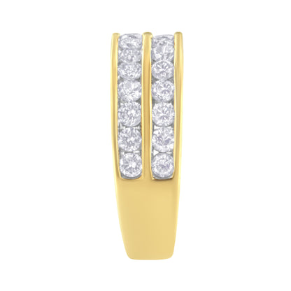 10K Yellow Gold Two-Row Diamond Band Ring (1 Cttw, J-K Color, I1-I2 Clarity) - Size 6 by Bids.com