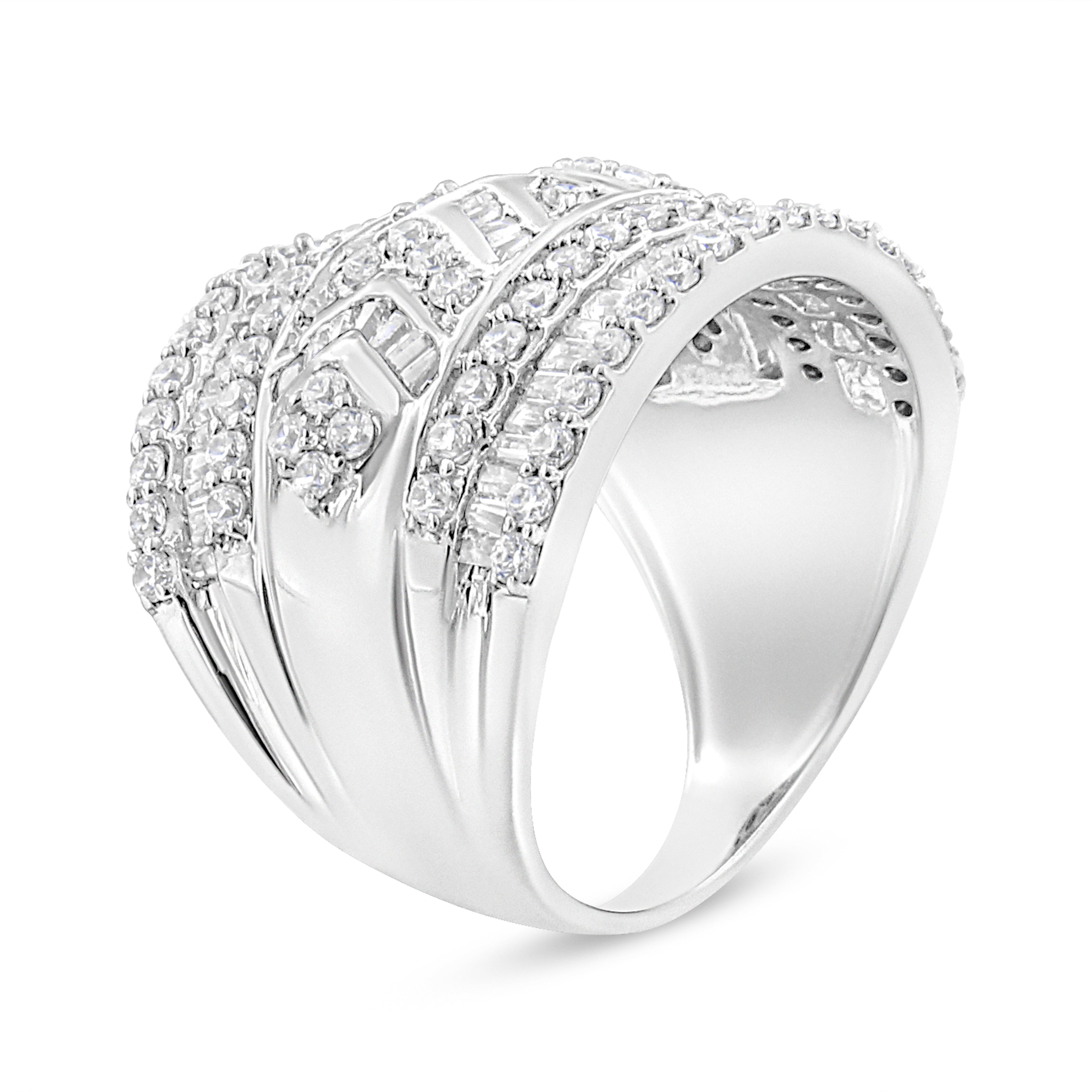 .925 Sterling Silver 2.0 Cttw Diamond Edge Multi-Row Ring Band ( J-K Color, I3 Clarity) - Ring Size 7 by Bids.com