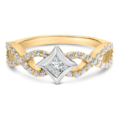 10K Two Tone Color 5/8 Cttw Diamond Kite and Twist Shank Ring (H-I Color,SI2-I1 Clarity) by Bids.com