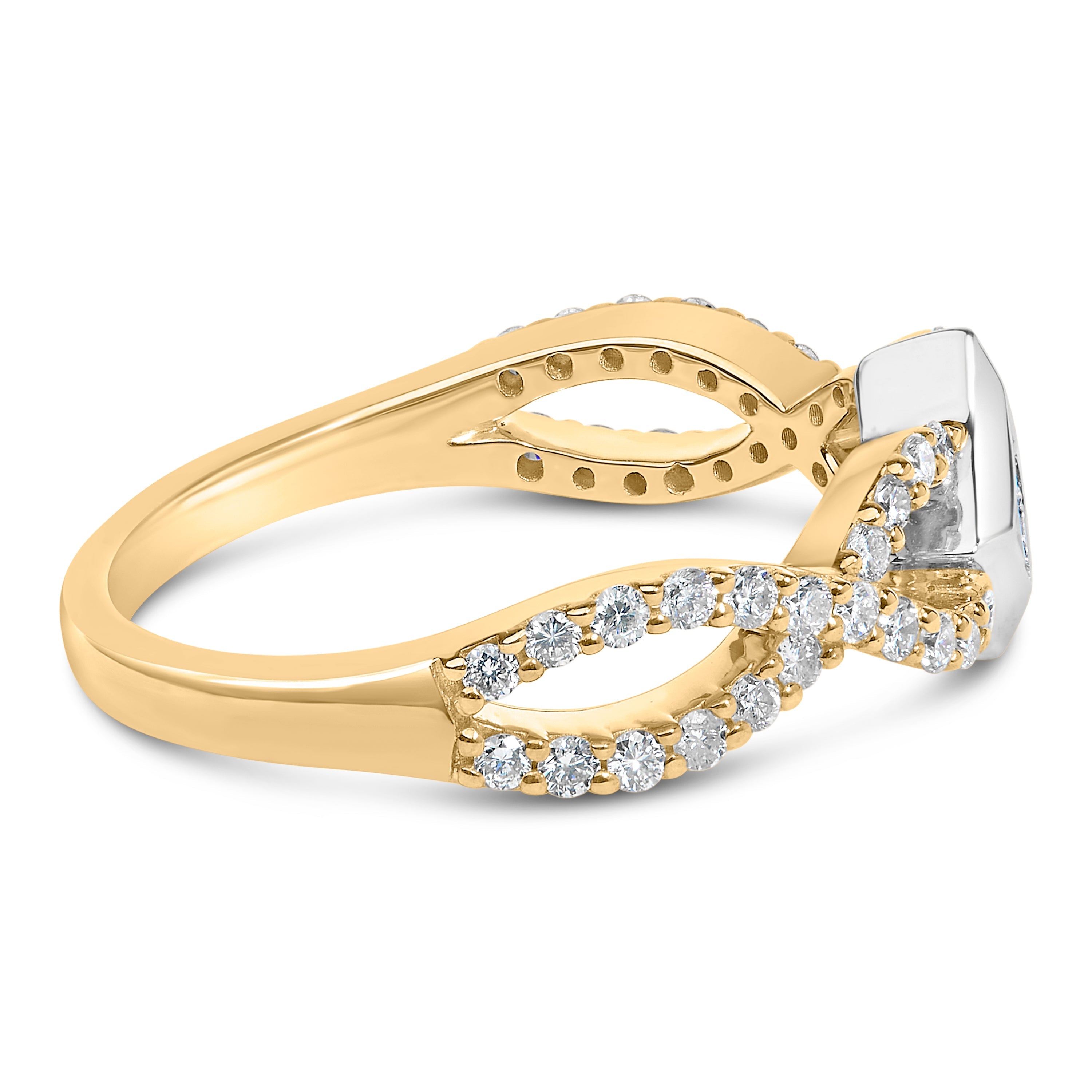 10K Two Tone Color 5/8 Cttw Diamond Kite and Twist Shank Ring (H-I Color,SI2-I1 Clarity) by Bids.com