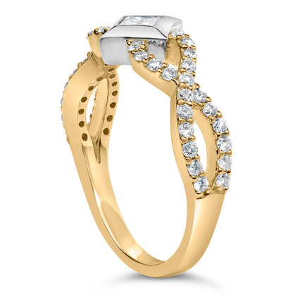 10K Two Tone Color 5/8 Cttw Diamond Kite and Twist Shank Ring (H-I Color,SI2-I1 Clarity) by Bids.com