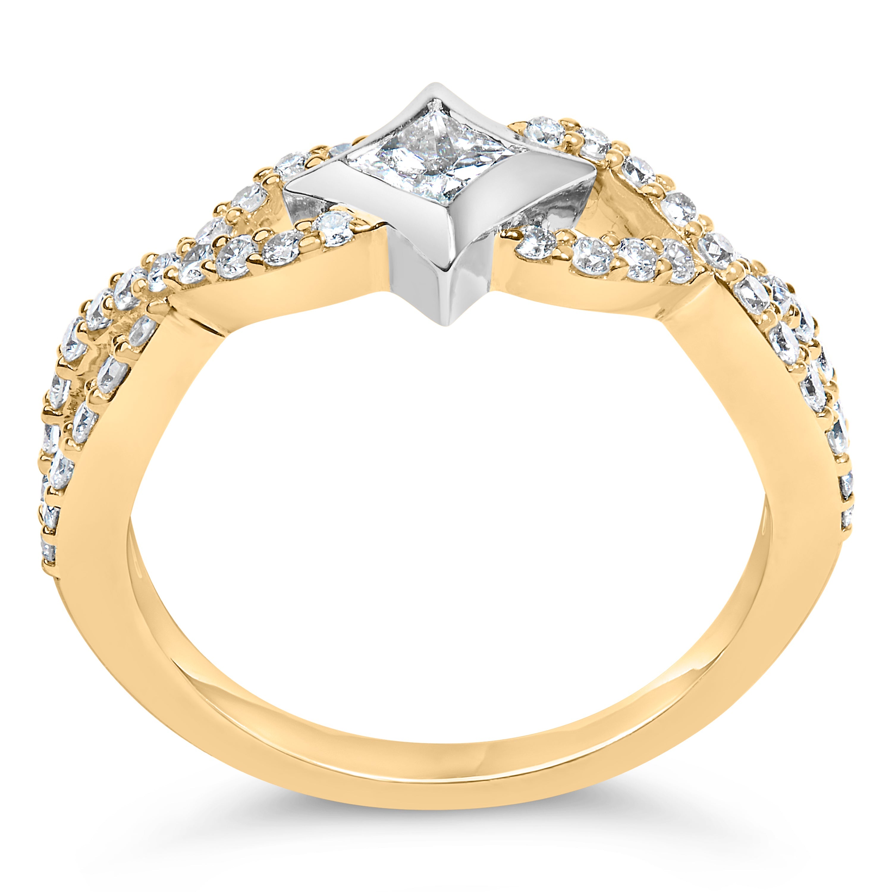 10K Two Tone Color 5/8 Cttw Diamond Kite and Twist Shank Ring (H-I Color,SI2-I1 Clarity) by Bids.com
