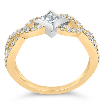 10K Two Tone Color 5/8 Cttw Diamond Kite and Twist Shank Ring (H-I Color,SI2-I1 Clarity) by Bids.com