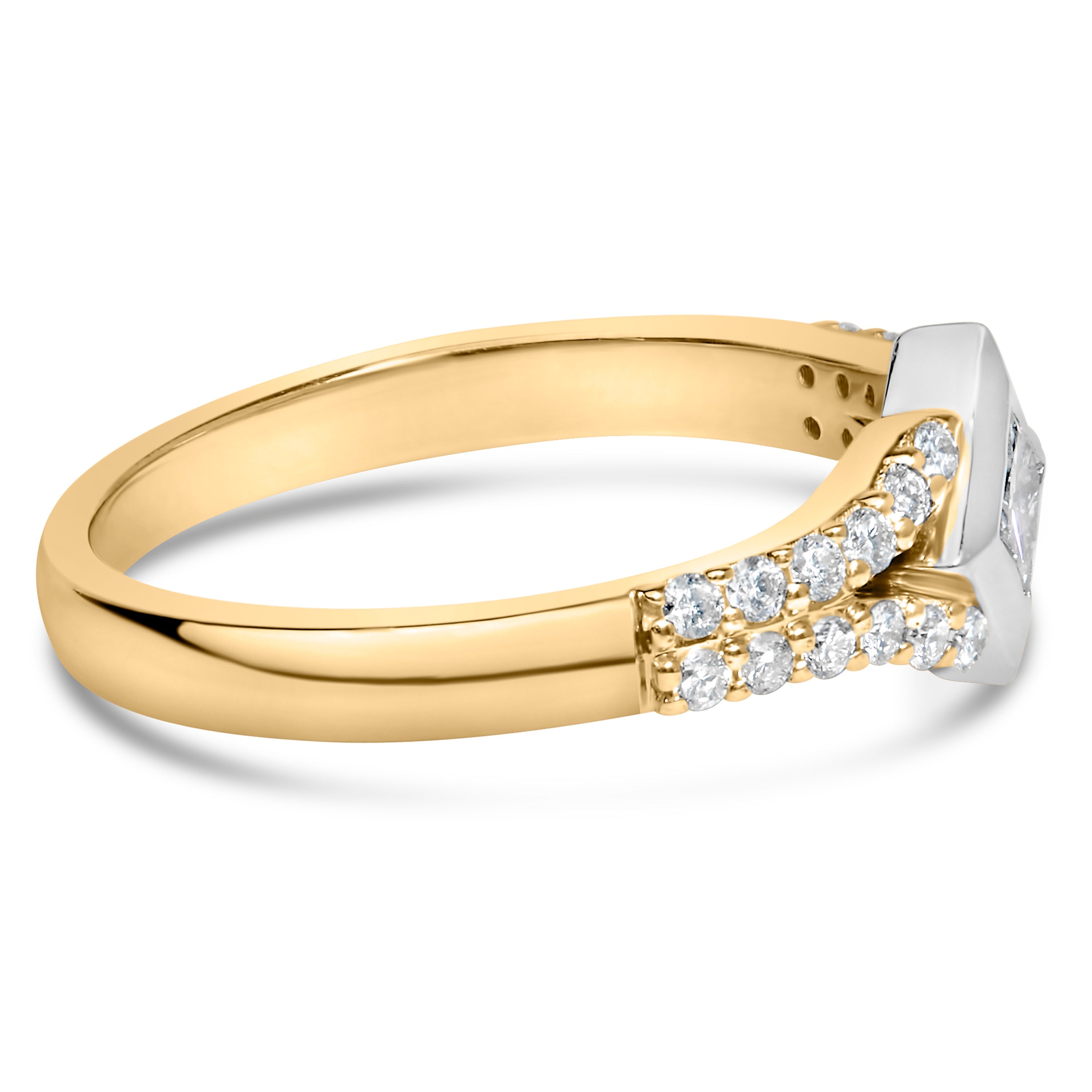 10K Two Tone Color 1/2 Cttw Diamond Kite and Split Shank Ring (H-I Color,SI2-I1 Clarity) by Bids.com
