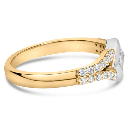 10K Two Tone Color 1/2 Cttw Diamond Kite and Split Shank Ring (H-I Color,SI2-I1 Clarity) by Bids.com