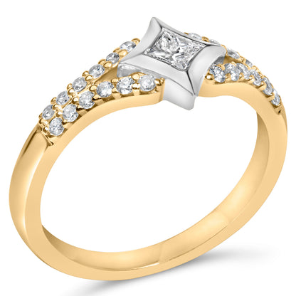 10K Two Tone Color 1/2 Cttw Diamond Kite and Split Shank Ring (H-I Color,SI2-I1 Clarity) by Bids.com