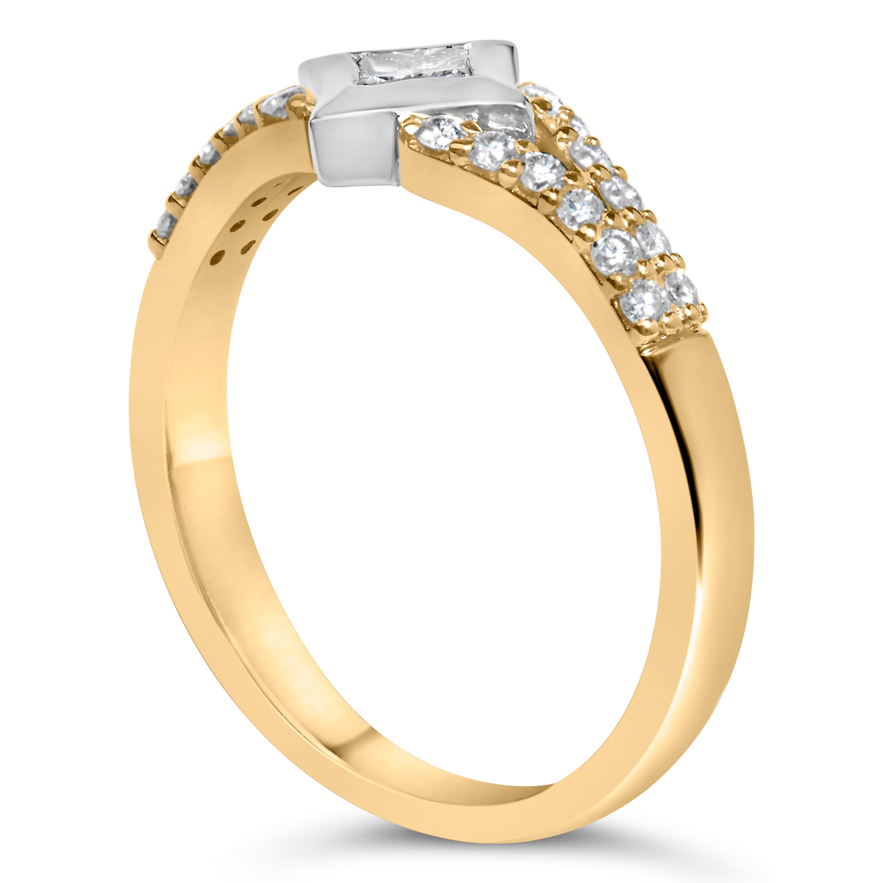 10K Two Tone Color 1/2 Cttw Diamond Kite and Split Shank Ring (H-I Color,SI2-I1 Clarity) by Bids.com