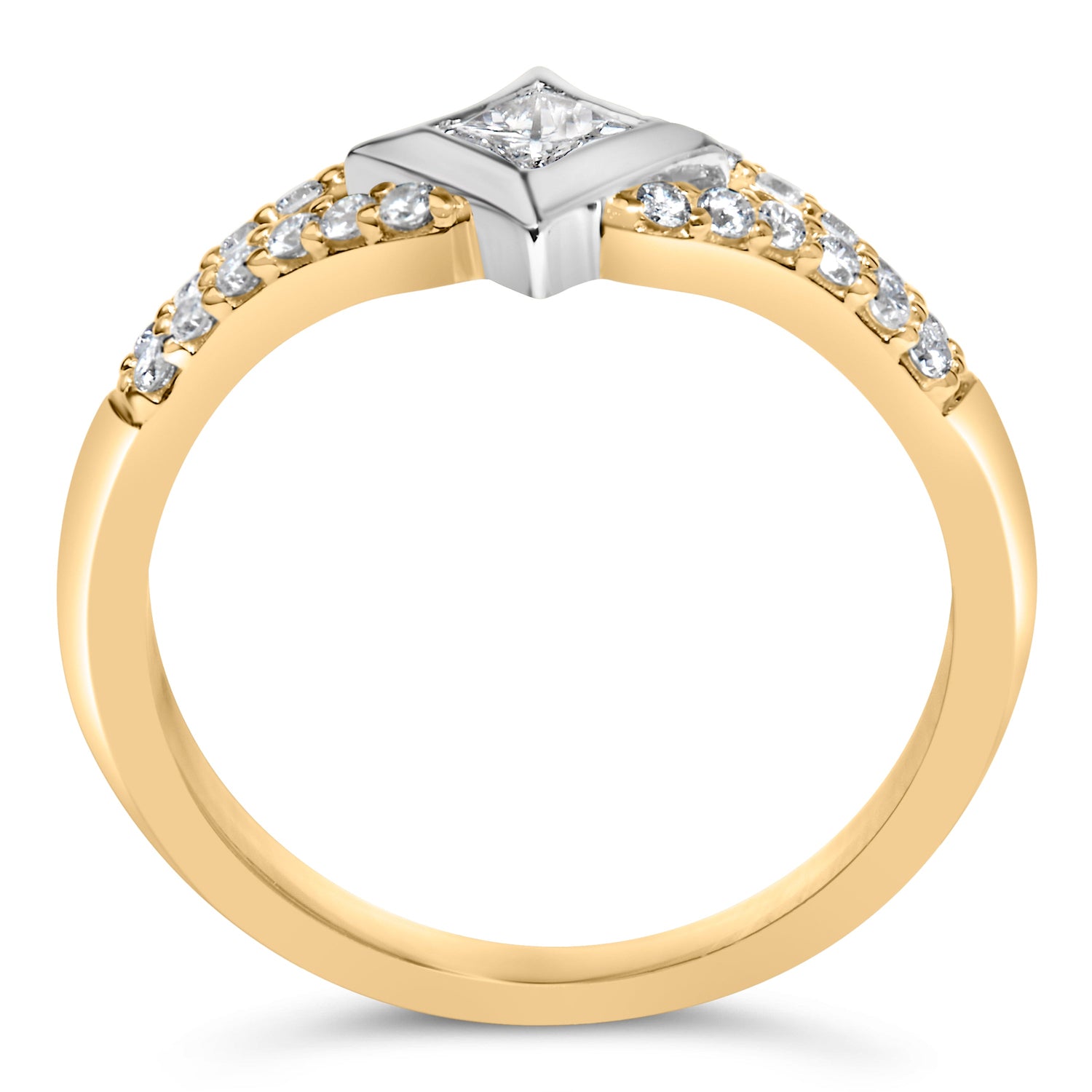 10K Two Tone Color 1/2 Cttw Diamond Kite and Split Shank Ring (H-I Color,SI2-I1 Clarity) by Bids.com