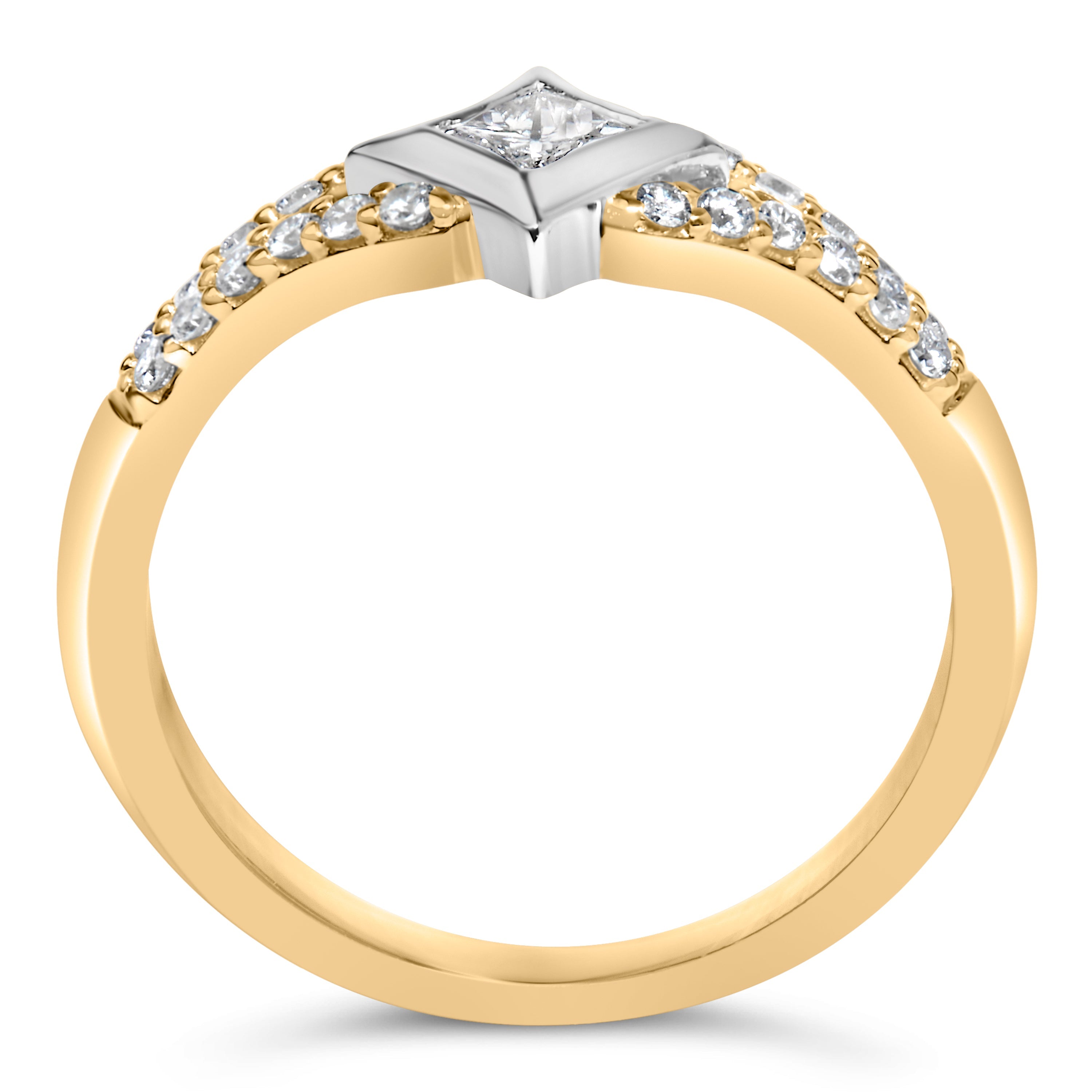 10K Two Tone Color 1/2 Cttw Diamond Kite and Split Shank Ring (H-I Color,SI2-I1 Clarity) by Bids.com