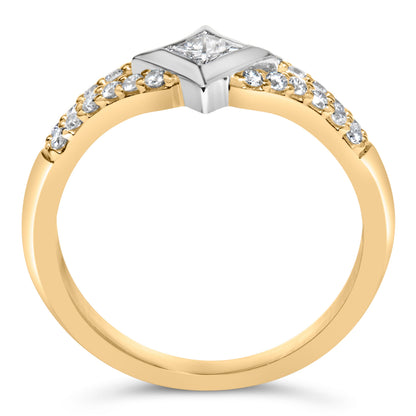 10K Two Tone Color 1/2 Cttw Diamond Kite and Split Shank Ring (H-I Color,SI2-I1 Clarity) by Bids.com