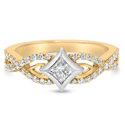 10K Two Tone Color 2/3 Cttw Diamond Kite and Twist Shank Ring (H-I Color,SI2-I1 Clarity) by Bids.com