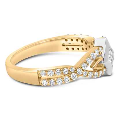 10K Two Tone Color 2/3 Cttw Diamond Kite and Twist Shank Ring (H-I Color,SI2-I1 Clarity) by Bids.com