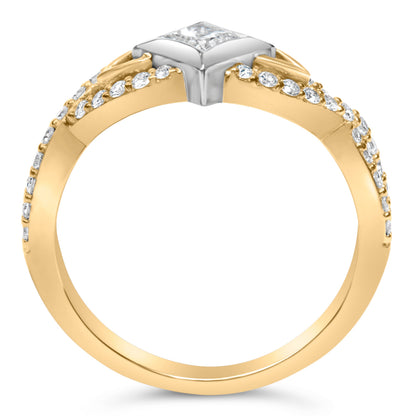10K Two Tone Color 2/3 Cttw Diamond Kite and Twist Shank Ring (H-I Color,SI2-I1 Clarity) by Bids.com
