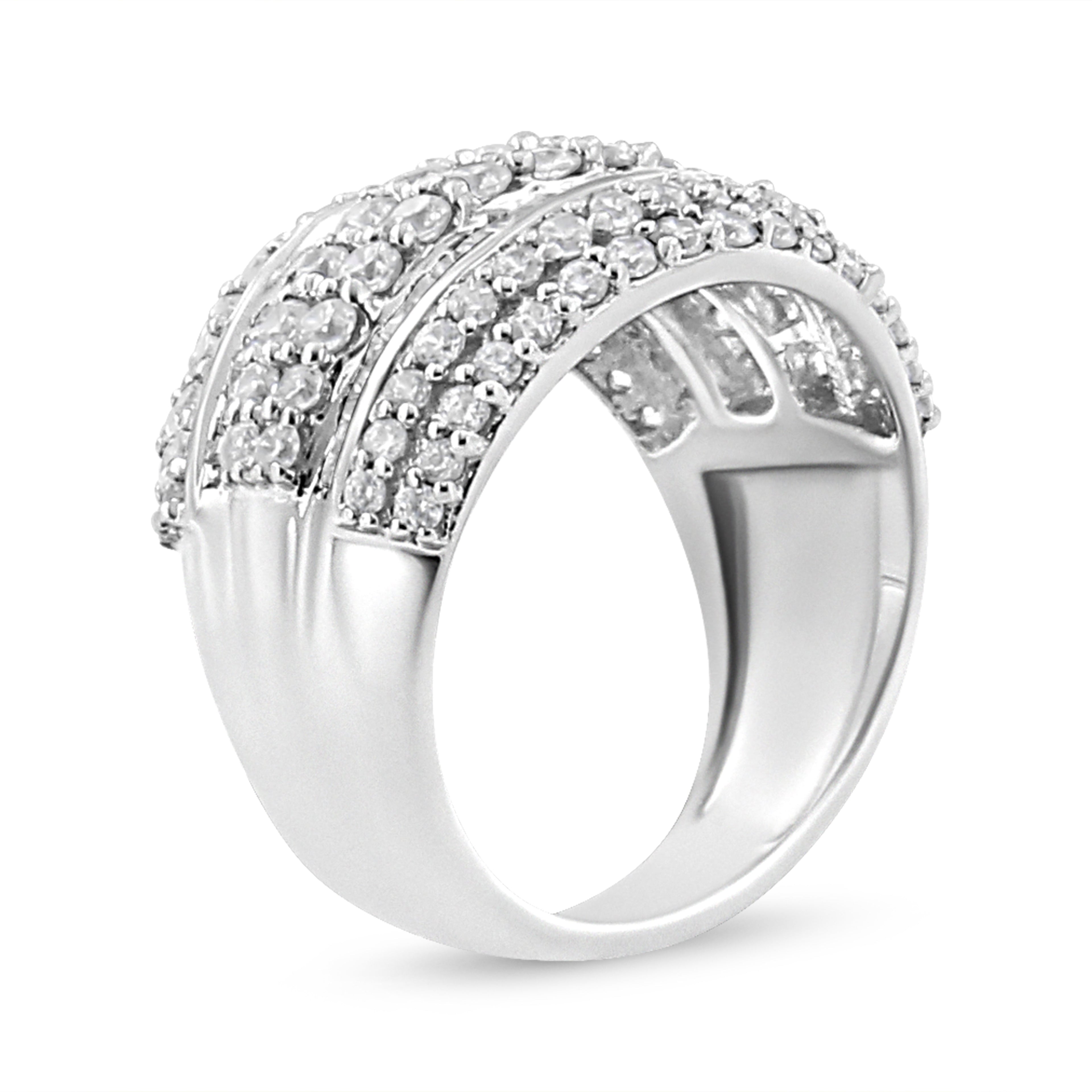 .925 Sterling Silver 2.00 Cttw Round and Baguette-Cut Diamond Cluster Ring (H-I Color, I1-I2 Clarity) - Size 7 by Bids.com