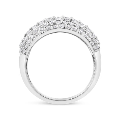 .925 Sterling Silver 2.00 Cttw Round and Baguette-Cut Diamond Cluster Ring (H-I Color, I1-I2 Clarity) - Size 7 by Bids.com