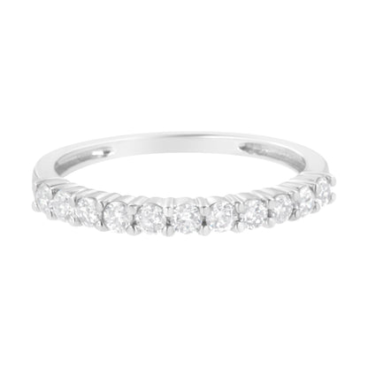 .925 Sterling Silver 1/2 cttw Shared Prong-Set Brilliant Round-Cut Diamond 11 Stone Band Ring (I-J Color, SI2-I1 Clarity) - Size 7  DestGlow