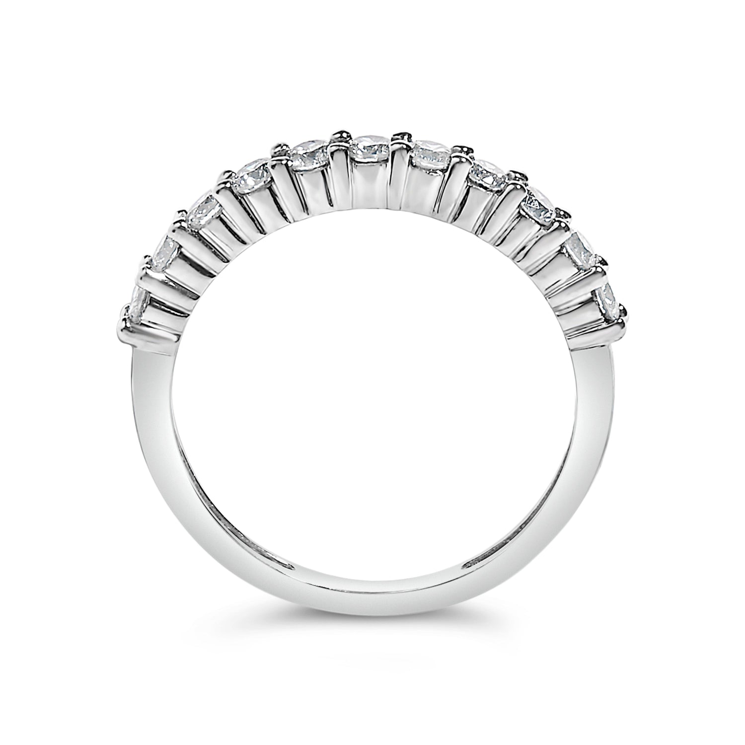 .925 Sterling Silver 1/2 cttw Shared Prong-Set Brilliant Round-Cut Diamond 11 Stone Band Ring (I-J Color, SI2-I1 Clarity) - Size 7  DestGlow