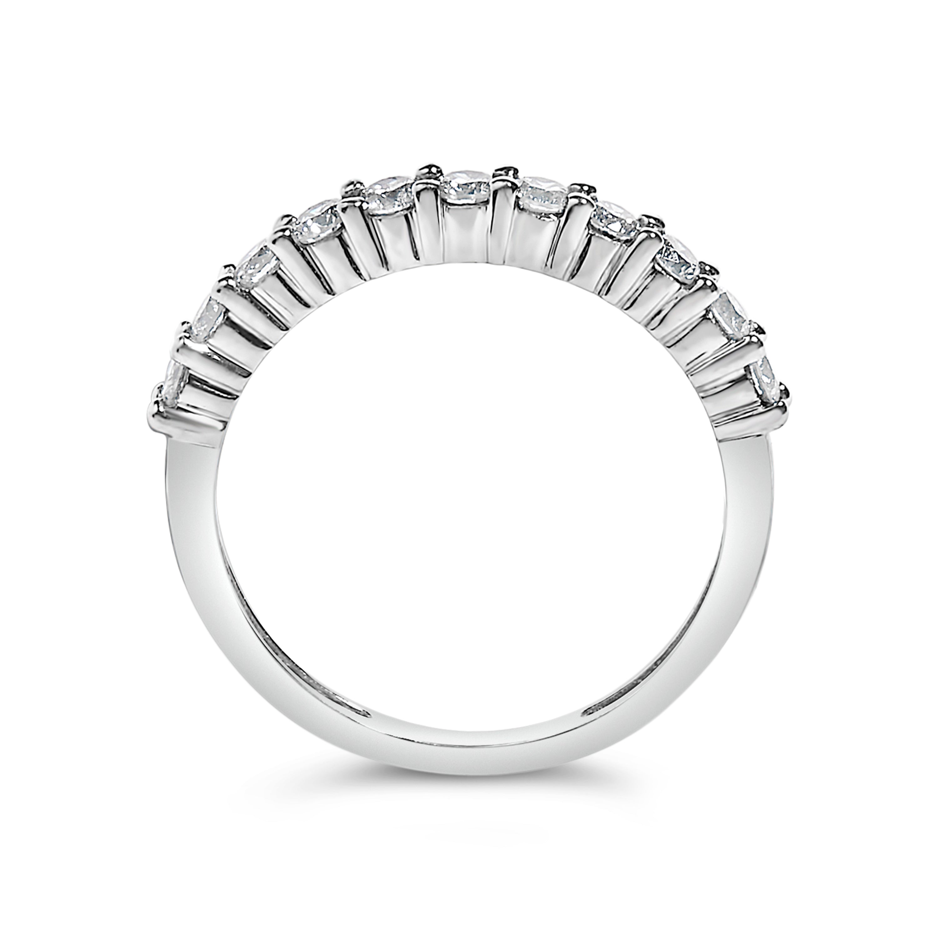 .925 Sterling Silver 1/2 cttw Shared Prong-Set Brilliant Round-Cut Diamond 11 Stone Band Ring (I-J Color, SI2-I1 Clarity) - Size 7  DestGlow