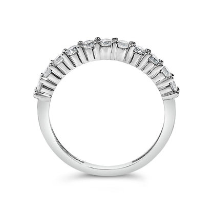 .925 Sterling Silver 1/2 cttw Shared Prong-Set Brilliant Round-Cut Diamond 11 Stone Band Ring (I-J Color, SI2-I1 Clarity) - Size 7  DestGlow