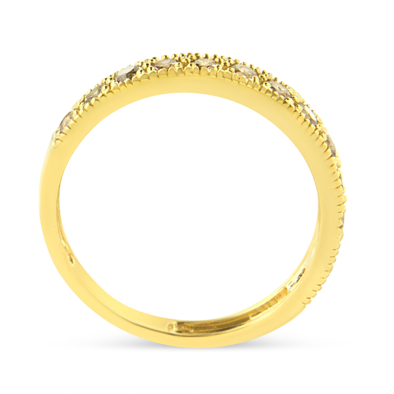IGI Certified 1/2 Cttw Diamond 10K Yellow Gold Prong Set Beaded Milgrain Band Style Ring (J-K Color, I2-I3 Clarity) - Size 7 by Bids.com